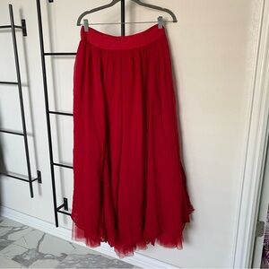 Anthropologie Vibrant Red Maxi Skirt